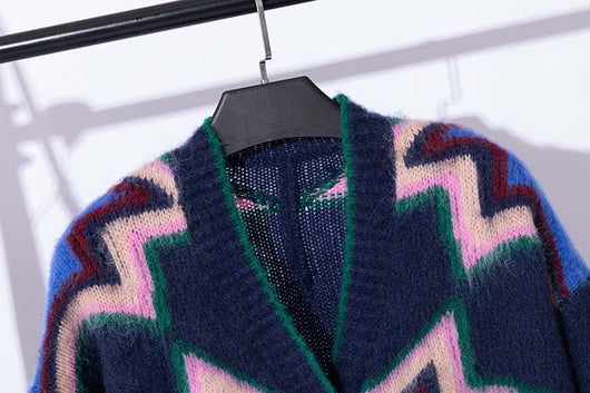 Cardigan Tejido Bicolor de Manga Larga - Estilo Relajado - Image 10