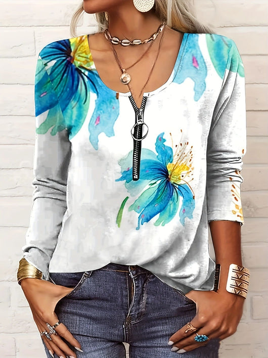 Camiseta Estampada de Manga Larga con Cierre para Mujer - Image 14