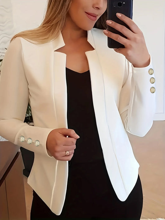 Blazer Ejecutivo de Color Sólido con Puños Estructurados - Image 4