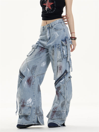 Pantalones Vaqueros de Trabajo Mujer Cintura Alta Bolsillos Múltiples - Image 16