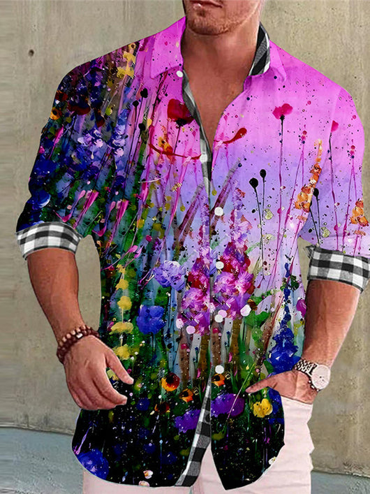 Camisa de Lino Bambú Estampada con Detalles a Tono para Hombre - Image 10