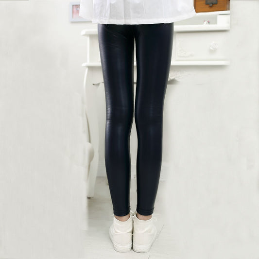 Leggins de Cuero Sintético Delgados para Niñas - Pantalones Slim de Piel PU para Primavera y Otoño - Image 2