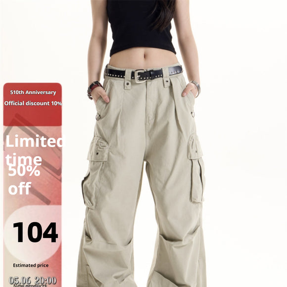 Pantalones Cargo Retro Americano Multi-bolsillos para Mujer