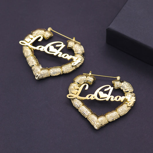 Aretes Personalizados de Acero Titanio y Bambú Redondos - Image 2