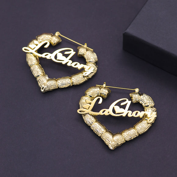 Aretes Personalizados de Acero Titanio y Bambú Redondos