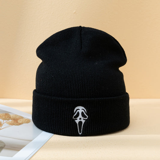 Gorro Tejido Calavera Bordada Halloween - Abrigo Unisex Otoño Invierno