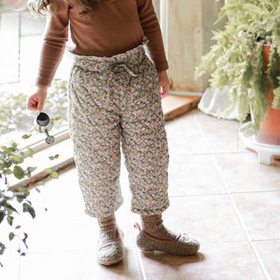 Pantalones Casuales de Algodón Acolchados con Estampado Floral para Niñas - Image 9