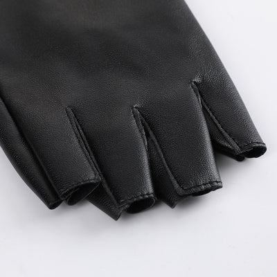 Guantes Steampunk Góticos de Cuero PU sin Dedos para Mujer - Image 5