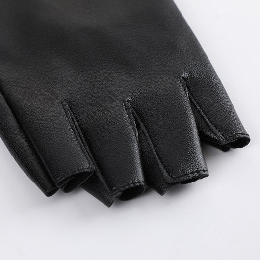 Guantes Steampunk Góticos de Cuero PU sin Dedos para Mujer - Image 5