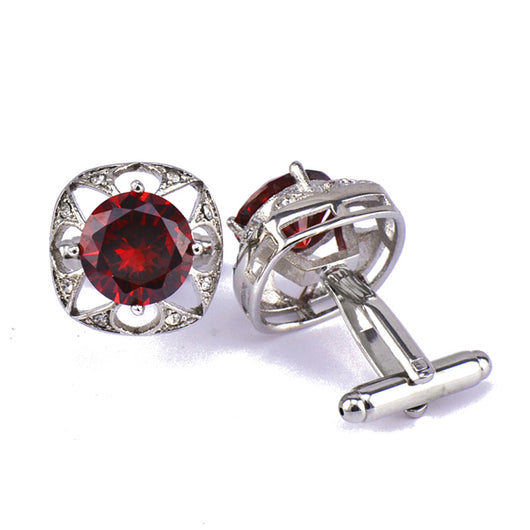 Gemelos de Corona con Cristal Zircón Rojo Brillante - Image 4