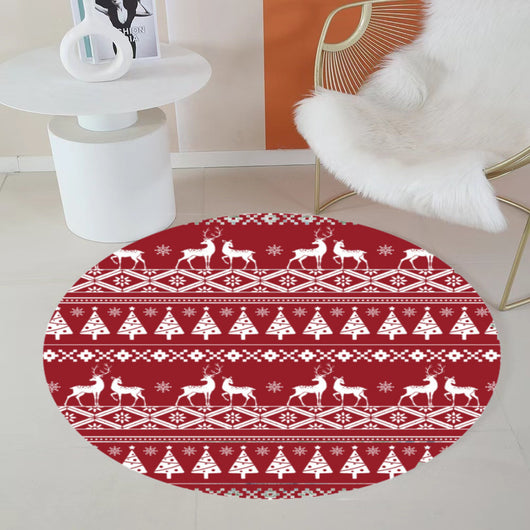 Tapete Étnico Redondo para Sala de Estar - Diseño Artesanal Tejido