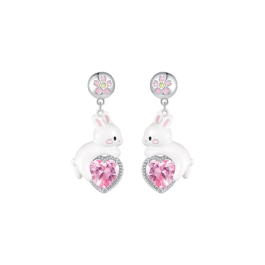 Aretes Corazón Conejo Serie Flor de Cerezo - Image 2