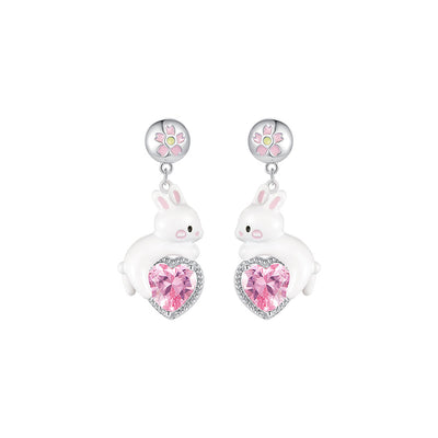 Aretes Corazón Conejo Serie Flor de Cerezo - Image 2