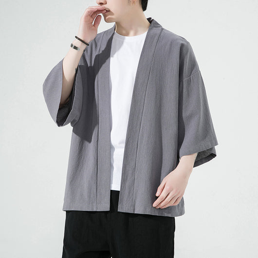 Cardigan de Algodón y Lino para Hombre con Mangas 3/4 - Image 4