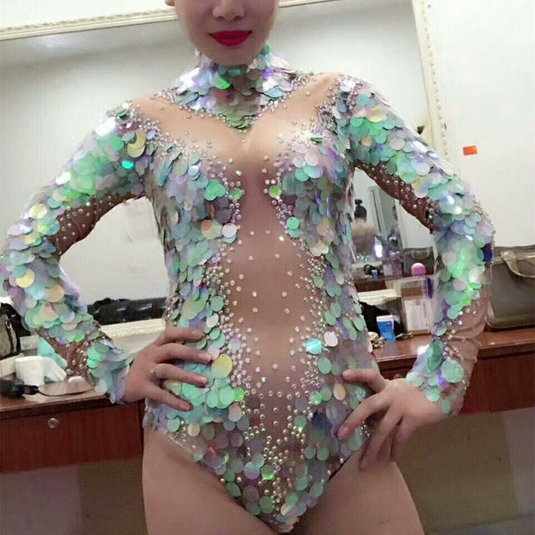 Traje de Baño Sirena Enterizo con Escote Alto