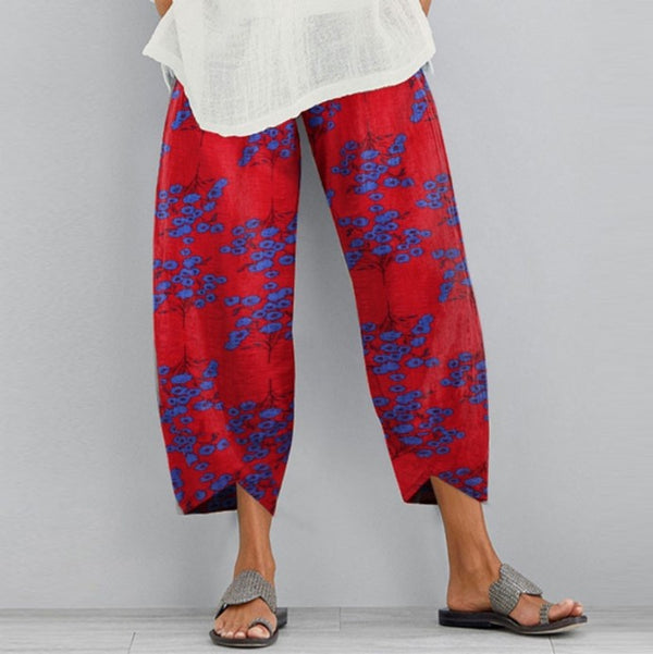 Pantalones Casuales de Verano con Estampado Retro - Largo 9/10 para Mujer
