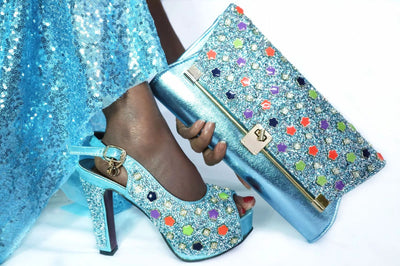 Tacones Dorados Peep Toe con Bolso de Fiesta - Image 3