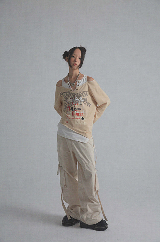 Blusa Vintage Efecto Capas con Estampado y Mangas Largas - Image 6