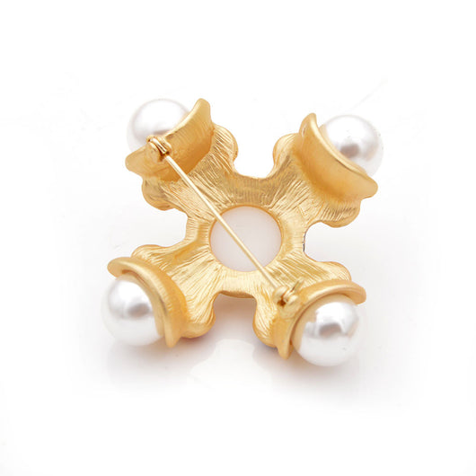 Broche Cruz de Perlas de Vidrio Coloreado - Image 5