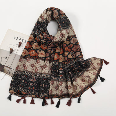 Rebozo Retro con Bloques de Color y Flores Pequeñas - Image 6