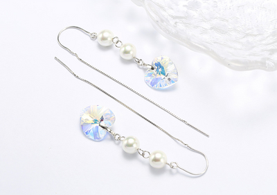 Aretes de Moda Femenina con Perlas de Cristal en Forma de Corazón - Image 8