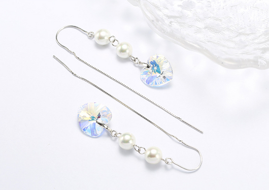 Aretes de Moda Femenina con Perlas de Cristal en Forma de Corazón - Image 8