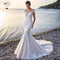 Vestido de Novia Sirena Blanco con Encaje, Espalda Descubierta y Cola Trailing