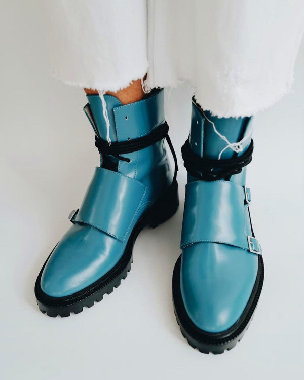 Botas Casuales Mujer Tacón Bajo Grueso Cordones Delanteros Talla 34-43
