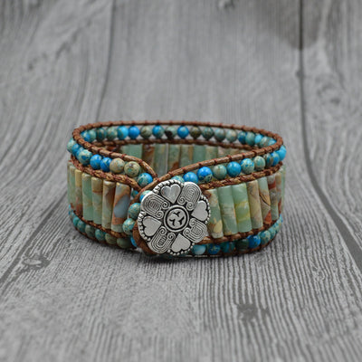 Pulsera de Piedra Imperial Tejida en Capas con Cuentas Naturales - Image 9