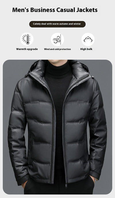 Abrigo de Cuero con Plumón de Pato Blanco para Hombre - Cálido y Elegante - Image 21