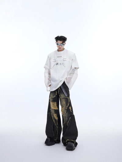 Playera de Manga Larga con Malla Superpuesta - Diseño Moderno Two-Piece - Image 7