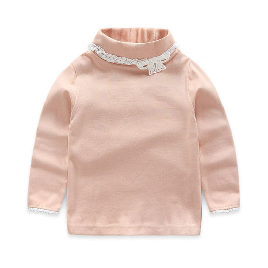 Blusa Infantil Estilo Coreano con Lazo y Encaje