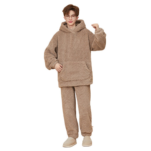 Pijama de Franela Coral Fleece para Hombre - Versátil para Casa y Salida - Image 9