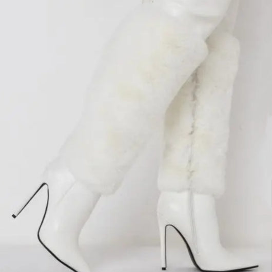 Botas Stiletto Hasta la Rodilla en Terciopelo - Colores Sólidos