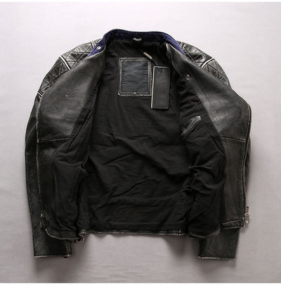 Chaqueta de Cuero Slim Cropped con Cuello Mao Efecto Desgastado - Image 4