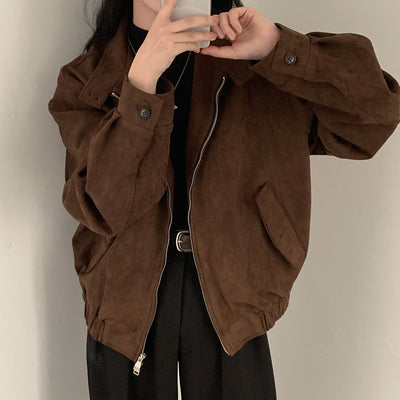 Abrigo Retro de Ante Cálido con Doble Cierre - Perfecto para Otoño Invierno - Image 22