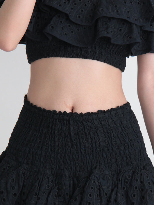 Conjunto de Playa Elegante: Blusa Corta con Cuello y Volantes + Falda Cintura Alta - Image 15