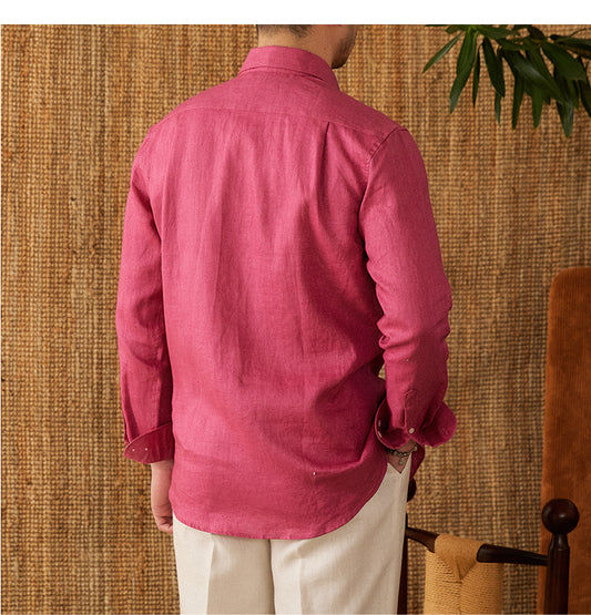 Camisa de Lino Italiana Blanca de Manga Larga para Hombre - Image 2