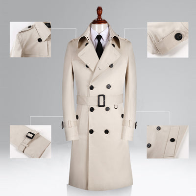 Abrigo Ejecutivo Doble Botonadura Primavera Otoño Slim Fit Estilo Británico - Image 9