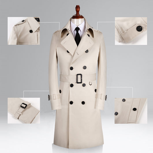 Abrigo Ejecutivo Doble Botonadura Primavera Otoño Slim Fit Estilo Británico - Image 9