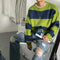 Men's Striped Crew Neck Loose Sweater - Casual Fall Winter Style