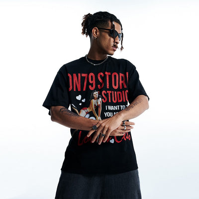 Camiseta Suelta de Manga Corta Estilo Americano para Hombre - Image 14