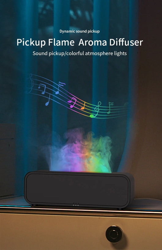 Difusor de Aroma con Efecto Llama Dinámico, Control Remoto y Luces Sincronizadas con Música - Image 24