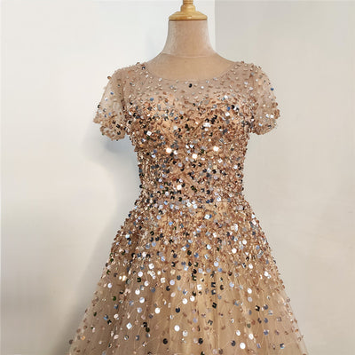 Vestido de Fiesta con Lentejuelas y Pedrería Elegante - Image 3