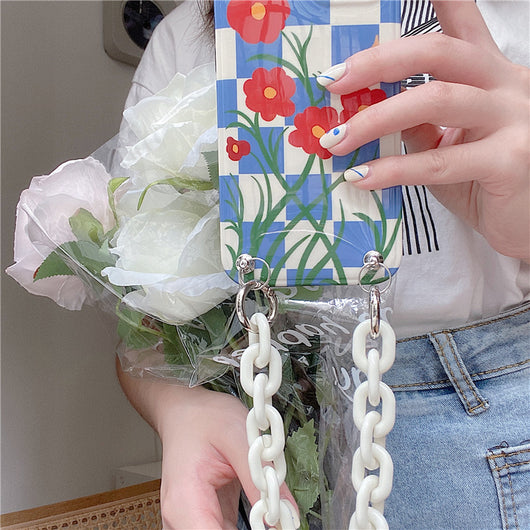 Funda para Celular Cuadros Azules con Flor Roja - Image 10