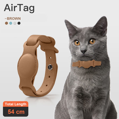 Funda Protectora de Cuero con Dispositivo Localizador para Collar de Gatos y Perros