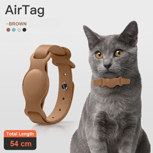 Funda Protectora de Cuero con Dispositivo Localizador para Collar de Gatos y Perros