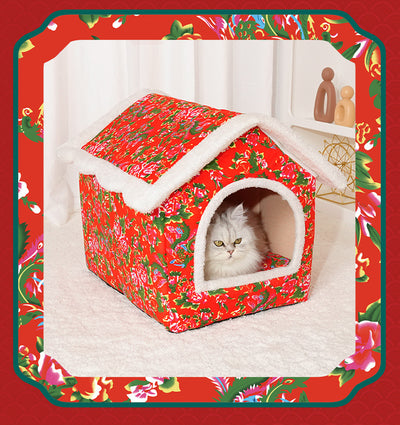 Casa Cálida para Gatos Estilo Chino - Refugio Cerrado para Todas las Estaciones - Image 16