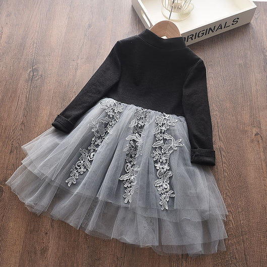 Vestido Niña Tejido Manga Larga con Falda Acampanada - Image 8