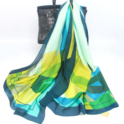 Pañuelo de Seda Sintética con Estampado Geométrico para Mujer - Image 4